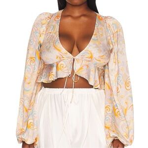 NWT For Love And Lemons Marcia Crop Top Blouse - S
